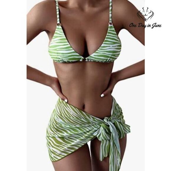 Soly Hux 3 Piece Triangle Bikini with Mesh Cover Up Size L - Picture 2 of 4